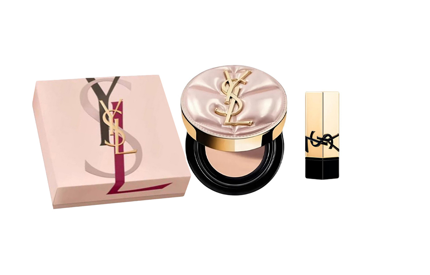 

Saint Laurent Набор для макияжа: розовая помада-кушон Air Cushion, легко растушевывается, имеет натуральную текстуру, 12 г + 1,3 г