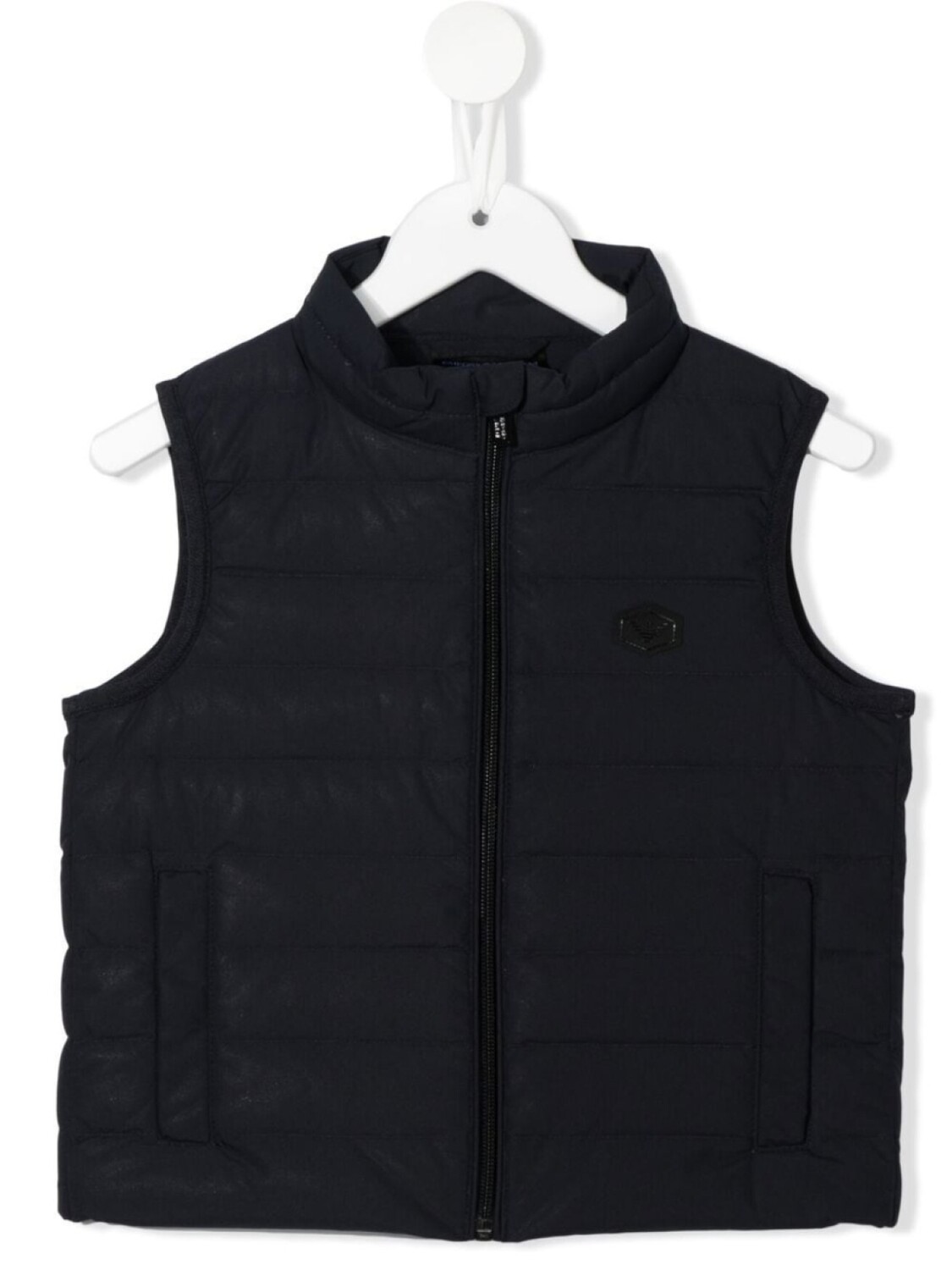 

Emporio Armani Kids дутый жилет с нашивкой-логотипом, синий