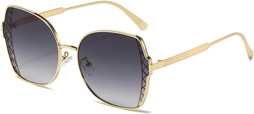 

Солнцезащитные очки-бабочки для женщин, очки в металлической оправе, винтажные деловые солнцезащитные очки для мужчин, женские солнцезащитные очки MTZJH, Gold Gradient Gray