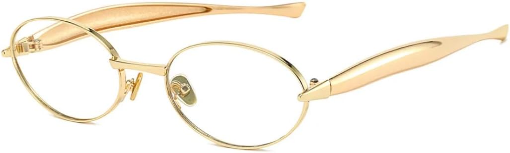 

Солнцезащитные очки для мужчин и женщин - защита UV400 - овальная маленькая оправа с металлическими шарнирами для занятий спортом на открытом воздухе и вождения DSVIGF, Golden White