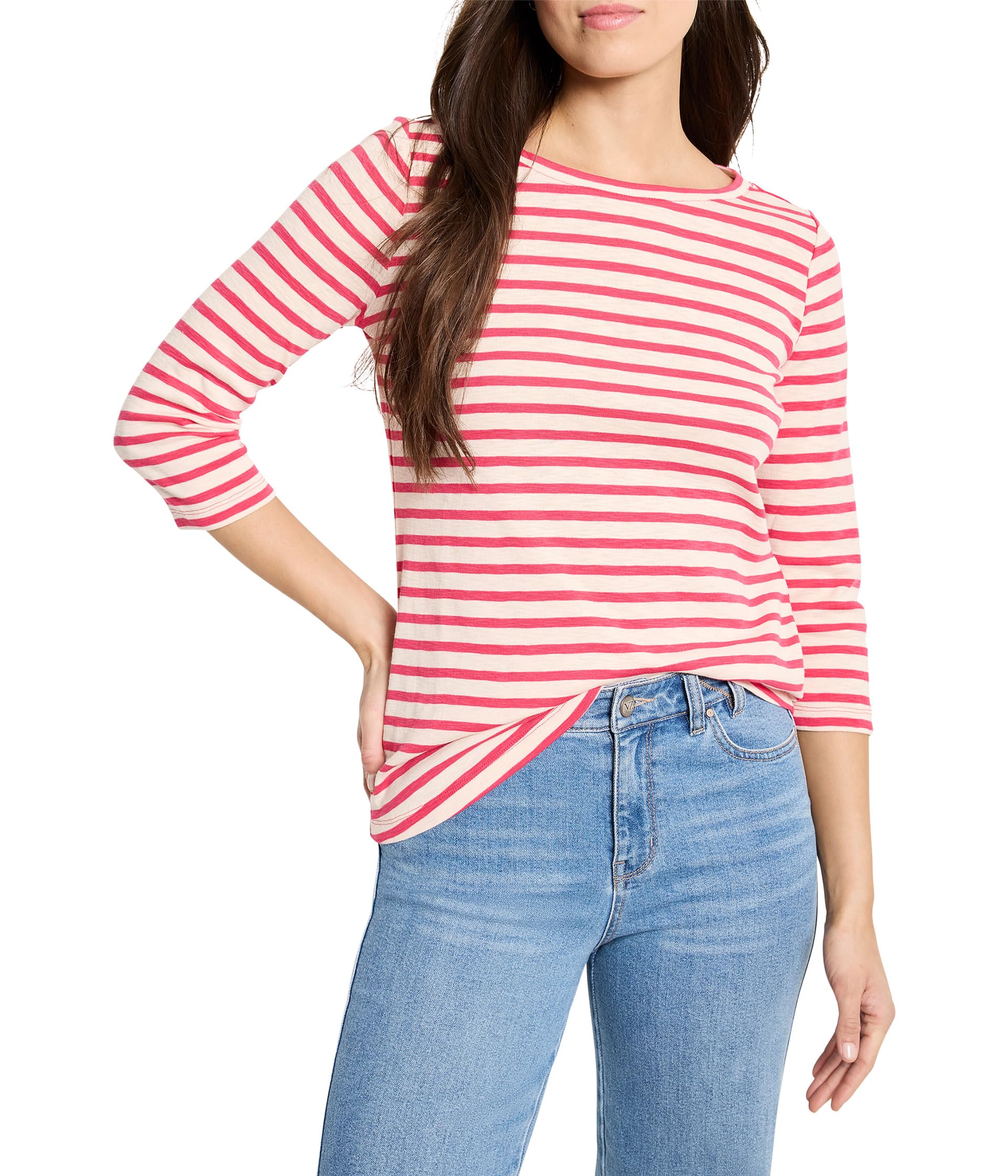 

Футболка NIC+ZOE 3/4 Sleeve Stripe Boat Tee, Pink Multi 2