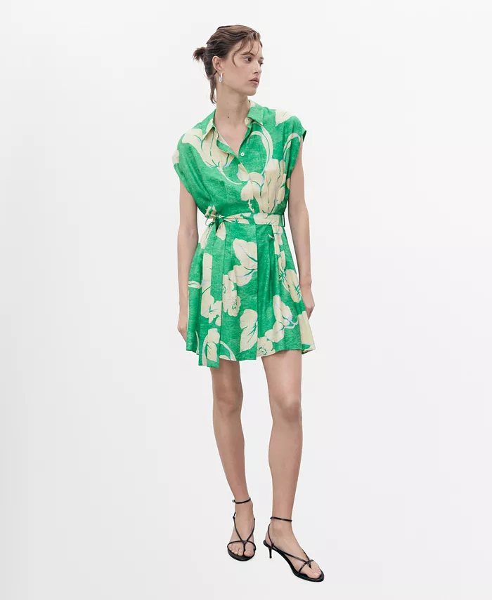 

Женское платье с принтом на поясе MANGO, зеленый