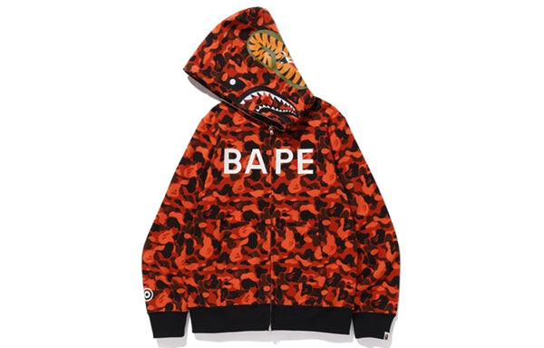 Толстовка x xo shark camo full zip hoodie 'orange red' A Bathing Ape, оранжевый — фото 2