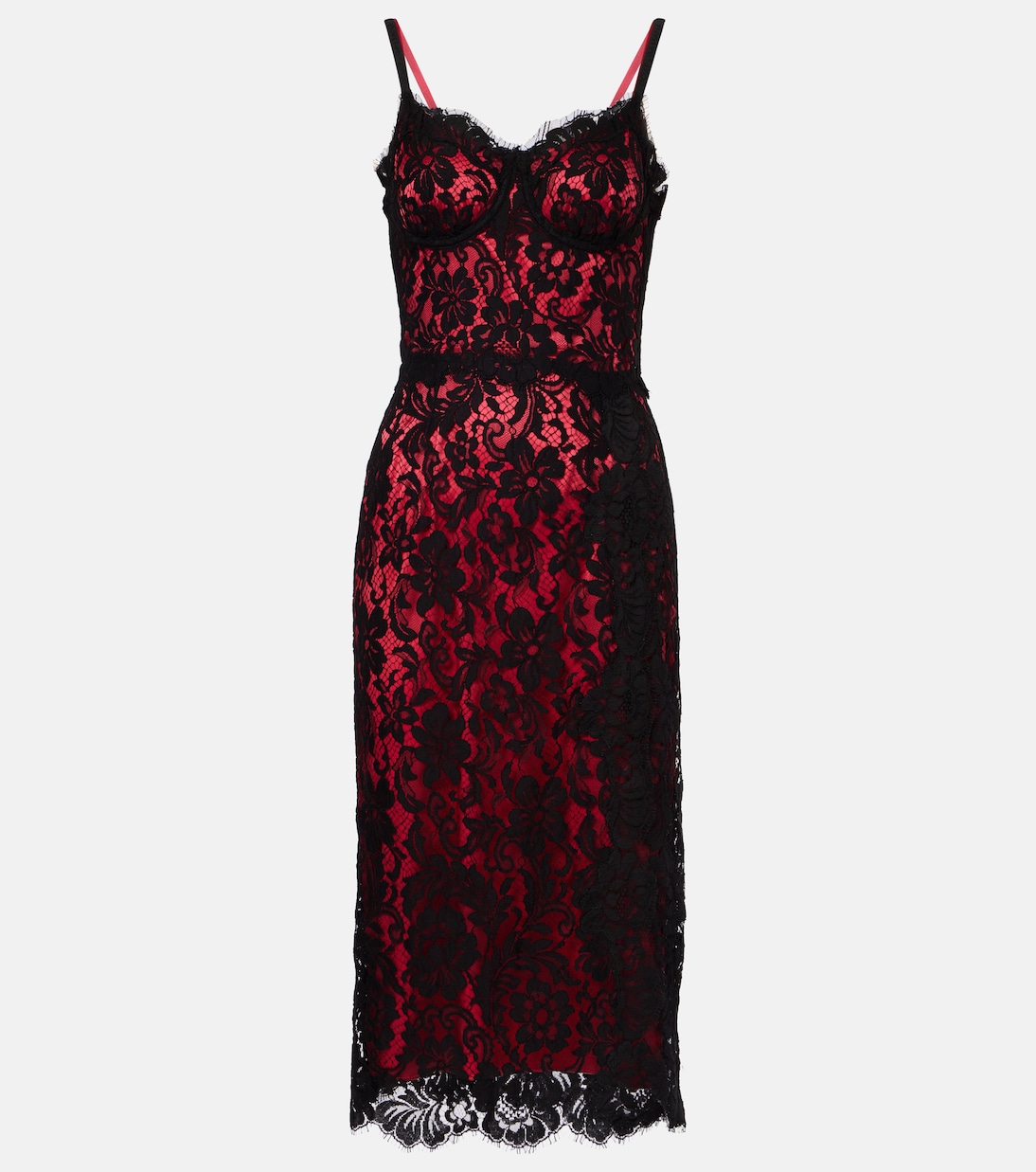 

Платье-комбинация из смесового хлопкового кружева с цветочным принтом Dolce&Gabbana, Nero