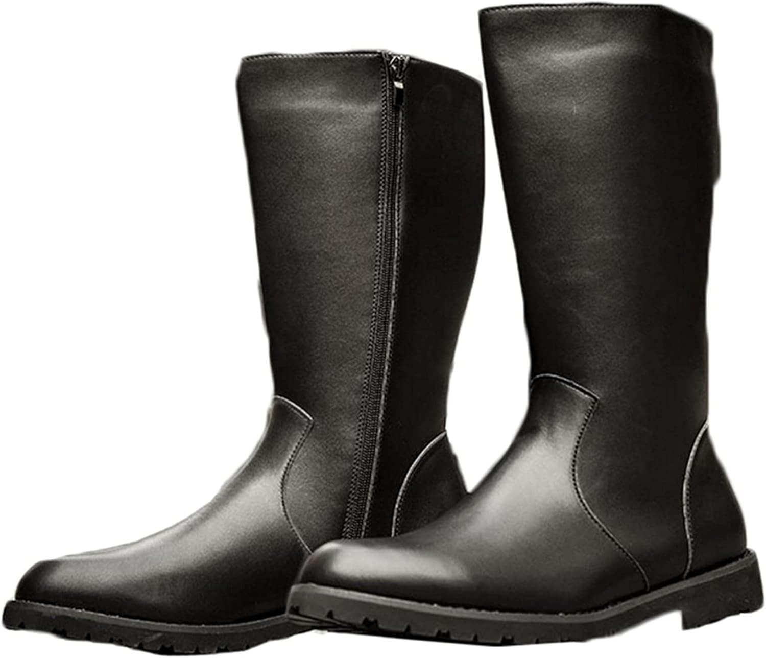 

Мужские высокие ботинки Yiozoi Calf Lazy с молнией, британский стиль, ветронепроницаемые, повседневные прогулочные ботинки с противоскользящей подошвой, черный