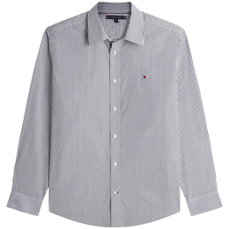 Рубашка мужская с лацканом Tommy Hilfiger, Green White Stripes 0CI — фото 3