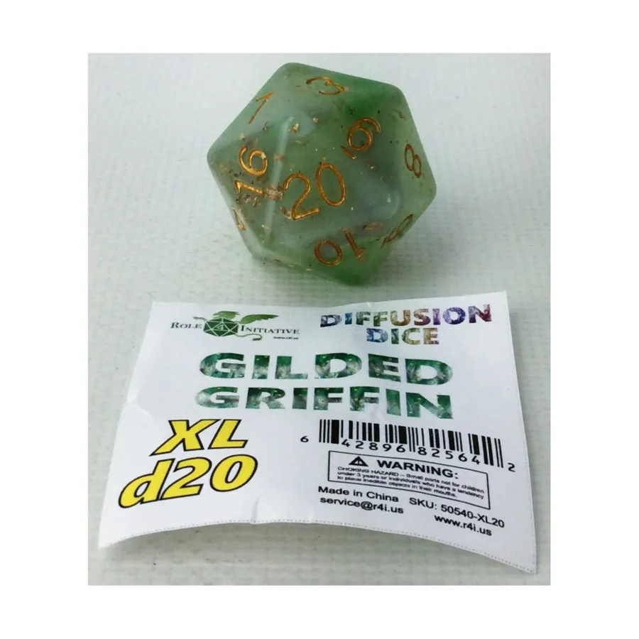 

29мм d20 — Позолоченный грифон с цифрами, Class & Creature Dice - Singles