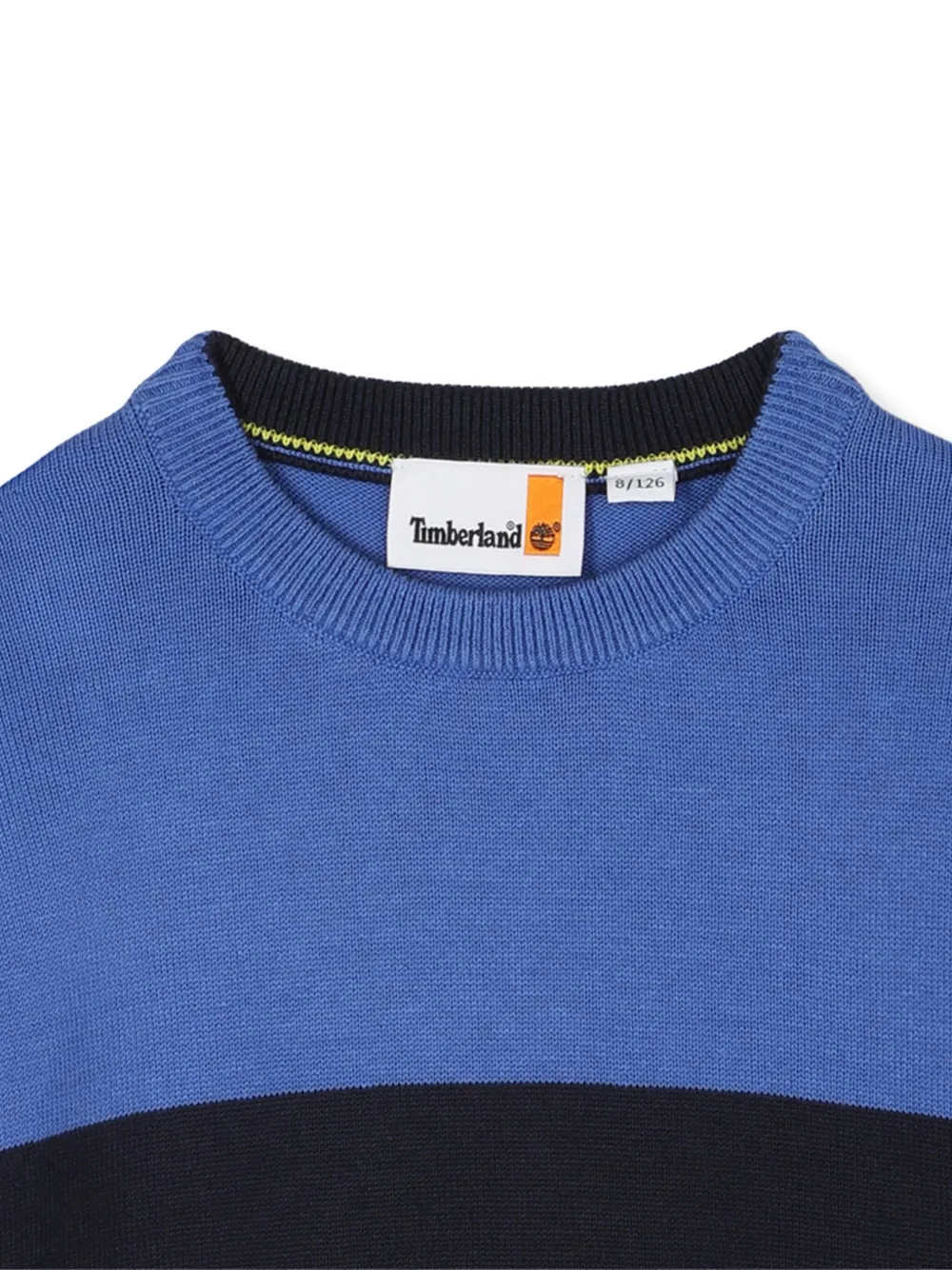 Двухцветный свитер с круглым вырезом Timberland Kids, синий — фото 3