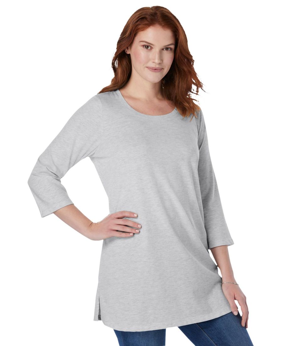 

Женская туника Within Perfect с рукавами три четверти и вырезом-лодочкой Woman Within, Heather grey