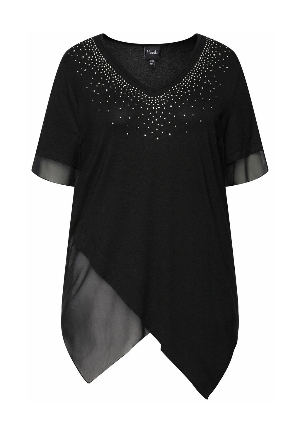 

Блуза LAYERED SHORT SLEEVE RHINESTONE Ulla Popken, черный