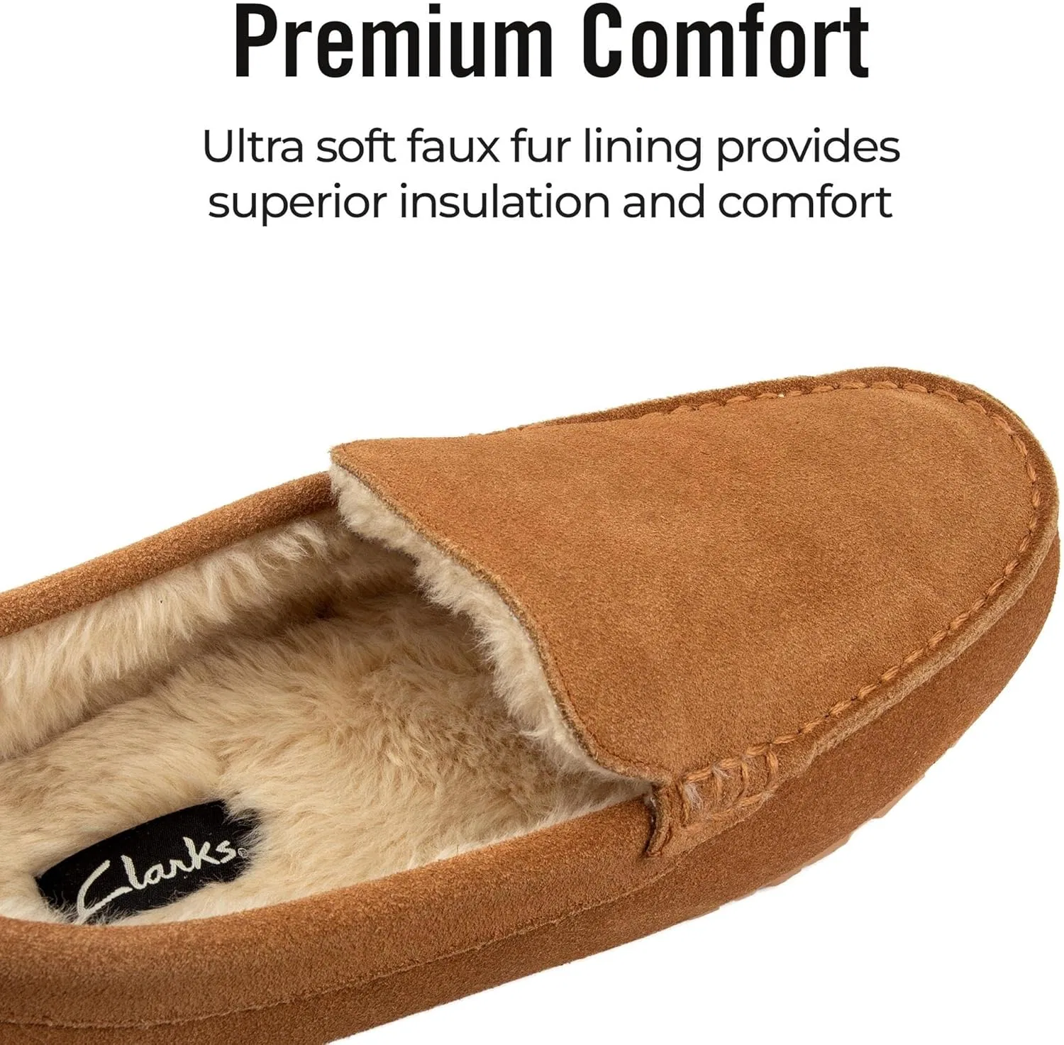 Тапочки с мехом Clarks, коричневый — фото 4