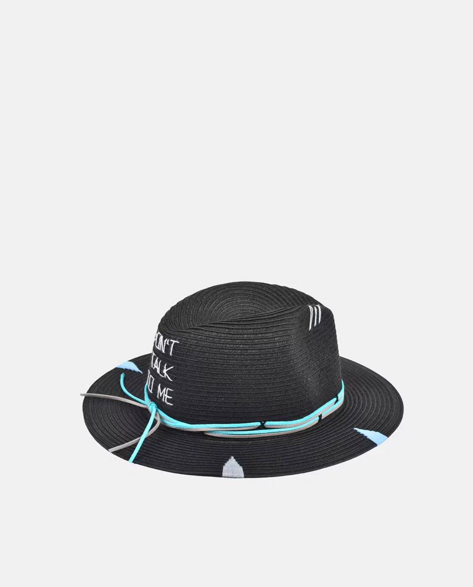 

Соломенная шляпа с надписью The hat gang, черный