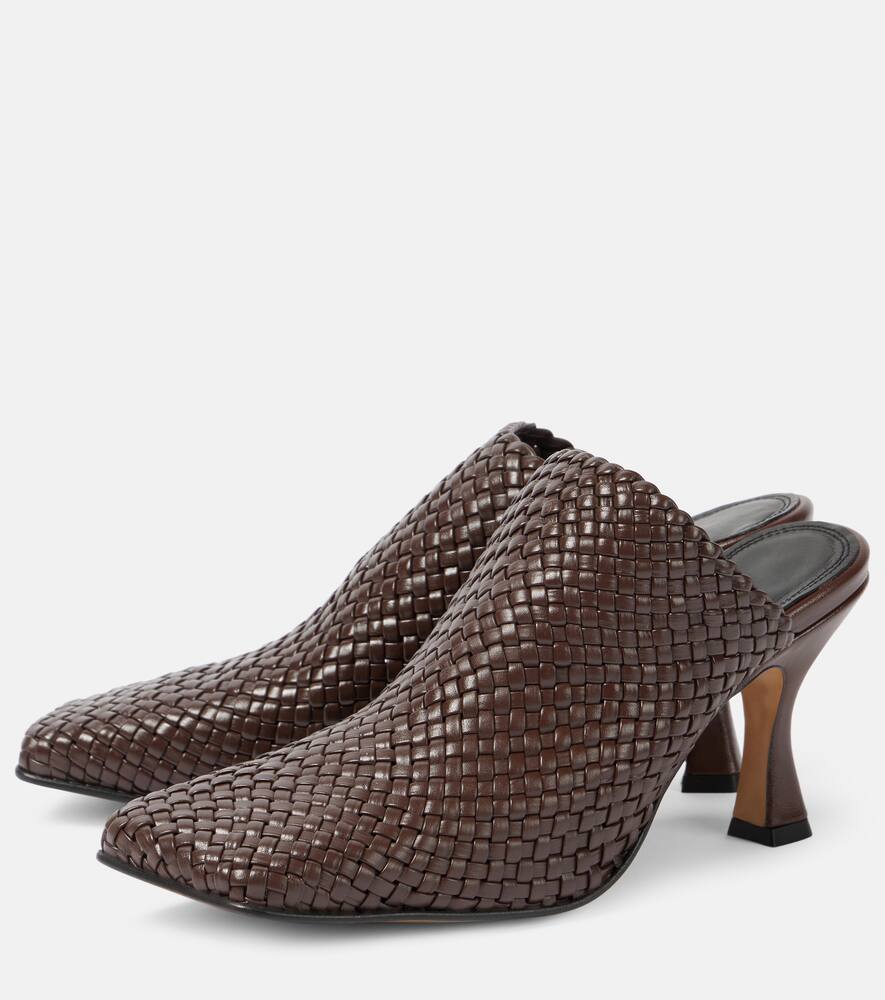 Жаккардовые кожаные мюли Jacinta Souliers Martinez, Dark Brown — фото 4
