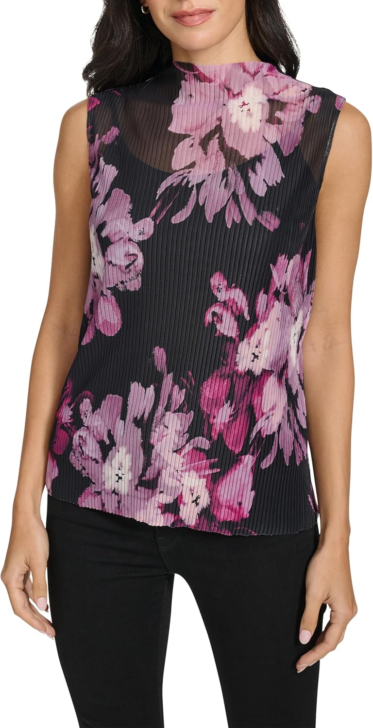 

Женский топ без рукавов Calvin Klein с воротником-стойкой, Blck Multi