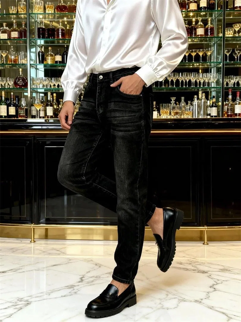 Джинсы, черные, Slim Fit — фото 3