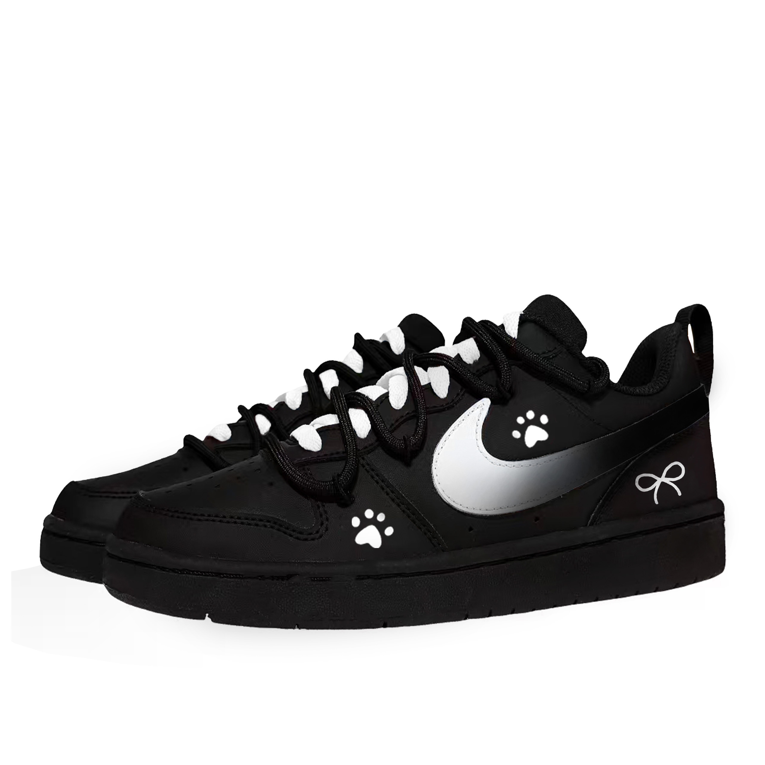 Court Borough Ink Cat Shadow Slip Resistant Low top детские скейтбординг кроссовки для подростков Nike, черный/белый — фото 4