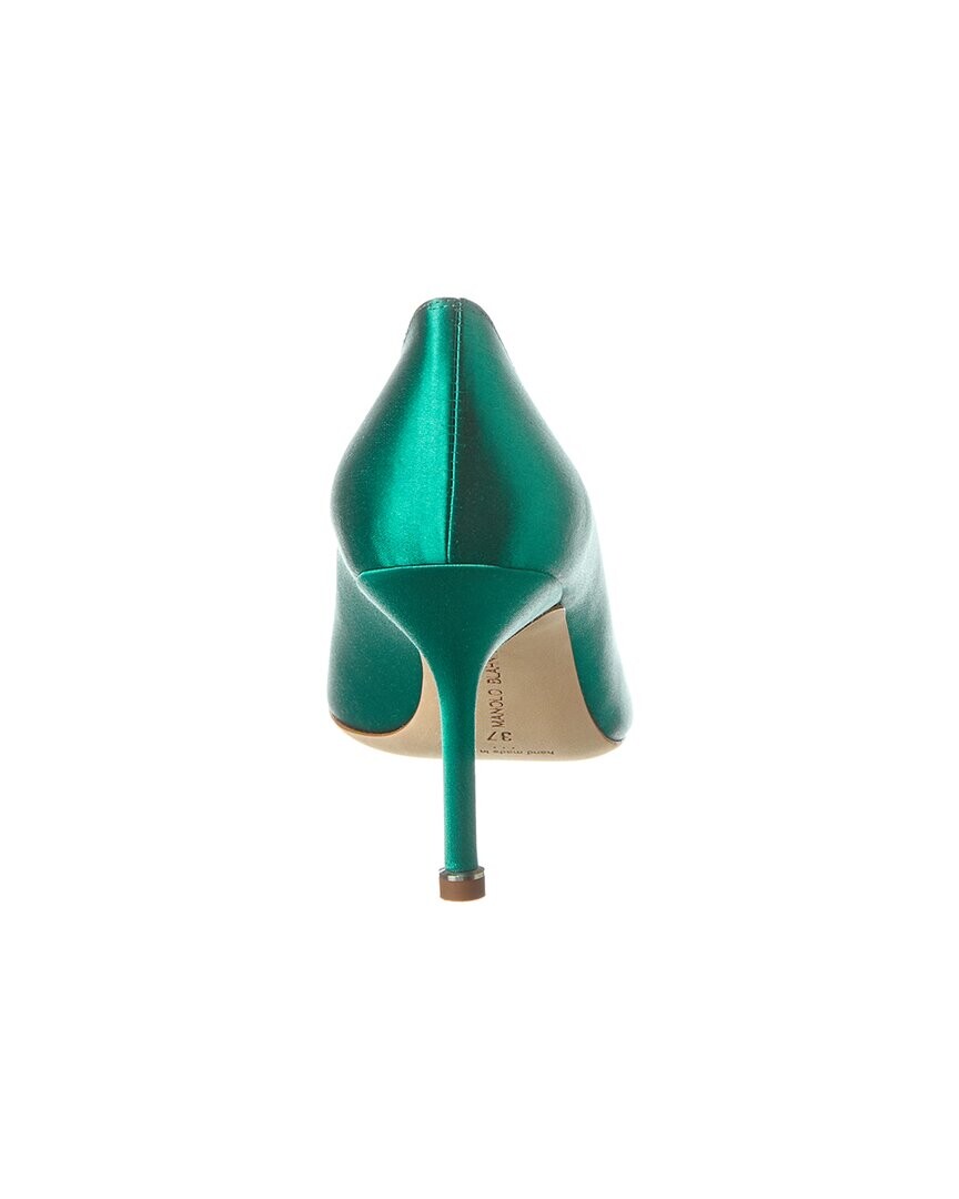 Атласные туфли Manolo Blahnik Hangisi 90, зеленый — фото 2