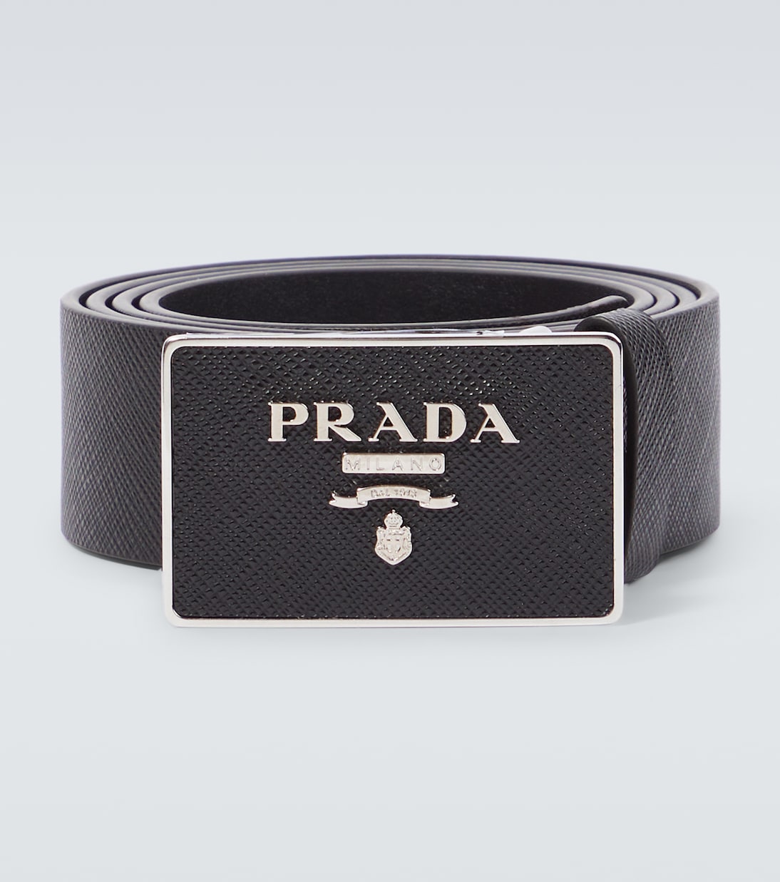 

Ремень с логотипом из кожи Saffiano Prada, черный