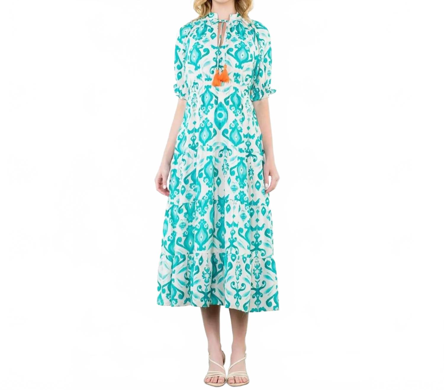 

Куинн Макси Платье в аква и белом THML