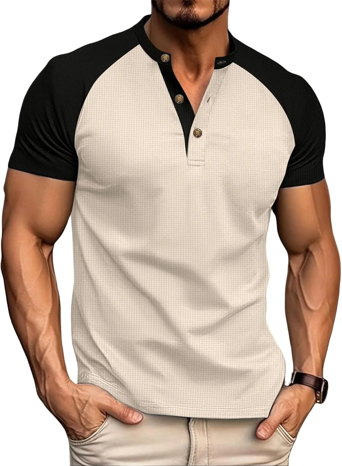 

Мужская футболка Henley Slim Fit с регланными рукавами CHXLQQX