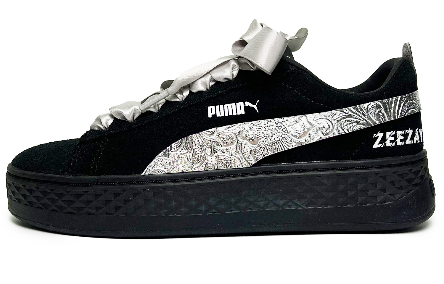 

Кроссовки Puma Smash Platform Skateboarding Shoes Women's Low-top Black/silver, черный/серебряный
