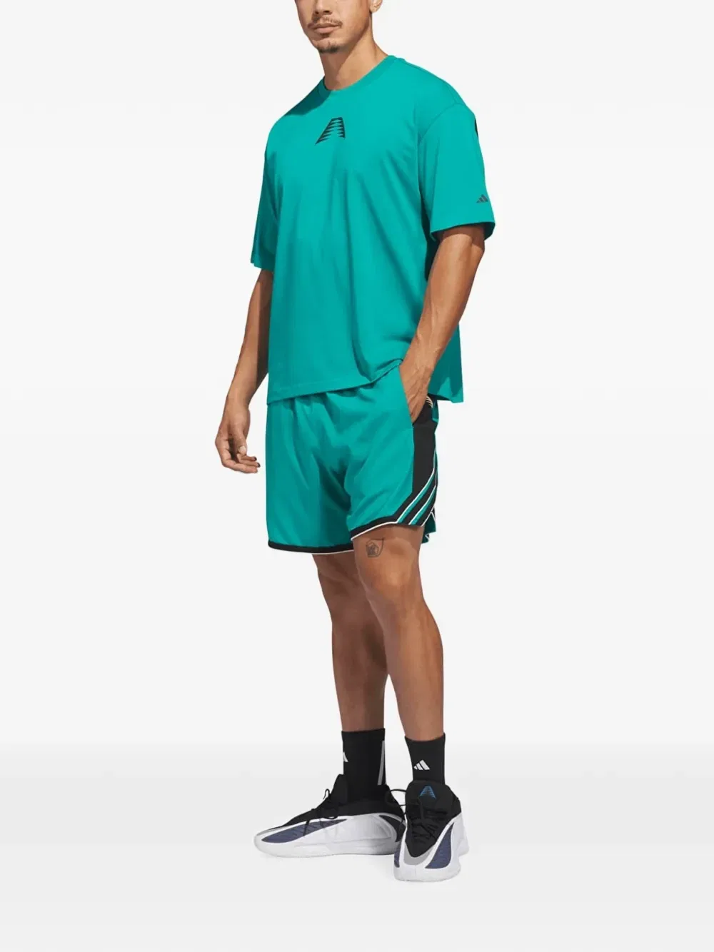 Футболка Anthony Edwards Believe That с круглым вырезом Adidas, зеленый — фото 3