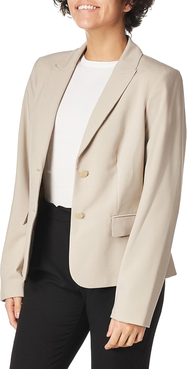 Женский блейзер Calvin Klein Lux на двух пуговицах (Petite, Standard и Plus), Khaki — фото 2