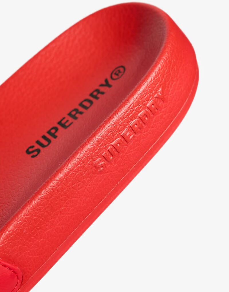 Слайдеры для бассейна Superdry Core с графическим принтом в цвете Drop Kick красного цвета — фото 3