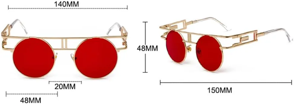 

Круглые солнцезащитные очки из сплава для женщин и мужчин, с большой оправой, зеркальные, в стиле стимпанк, с защитой от УФ-излучения UV400 MTZJH, C8bronze-brown