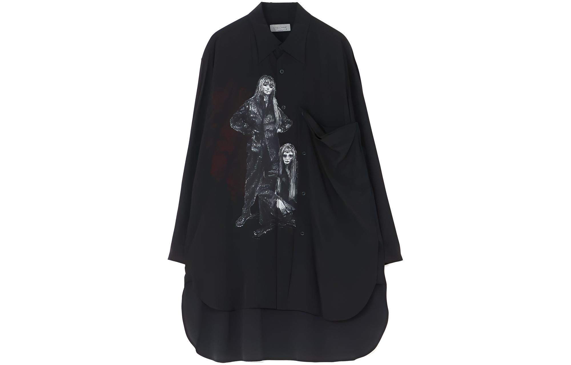 

Графическая принтованная оверсайз рубашка Yohji Yamamoto, черный