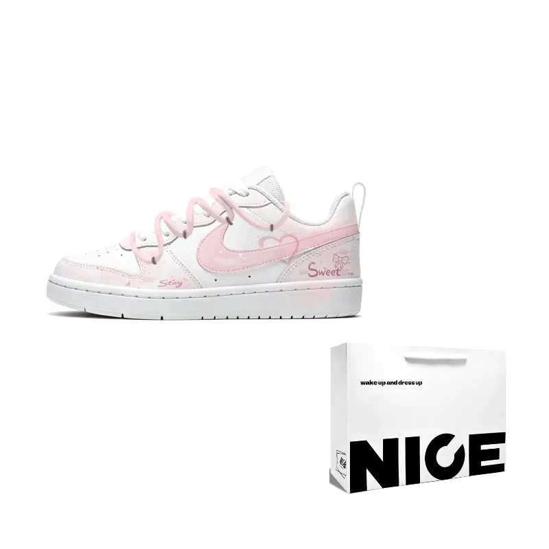 Детские скейтбординг кеды Nike Court Borough Heart Knot Pink/White