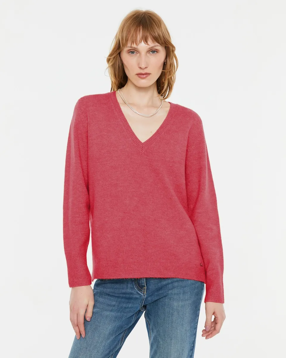 

Женский базовый джемпер с V-образным вырезом Andam, красный