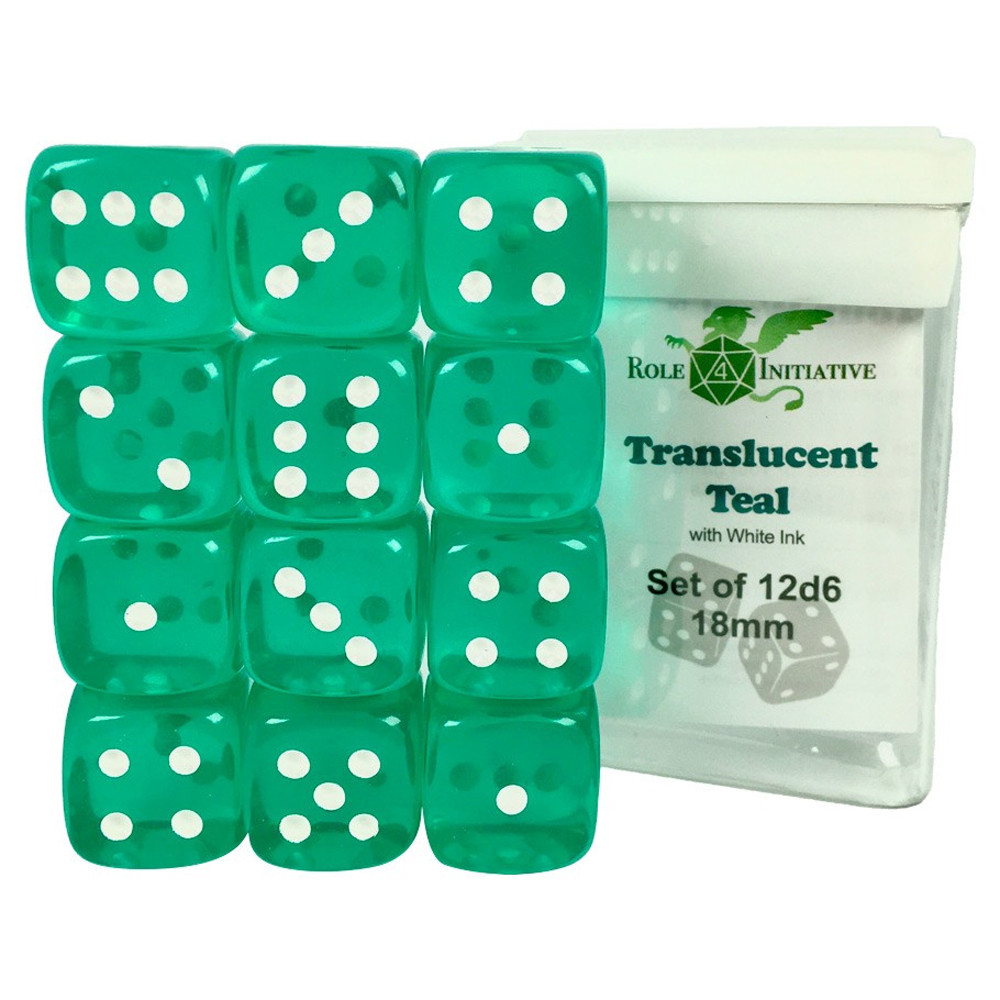 

Аксессуары Role 4 Initiative 18mm d6 Cube: Translucent - Teal w/ White Pips (12)