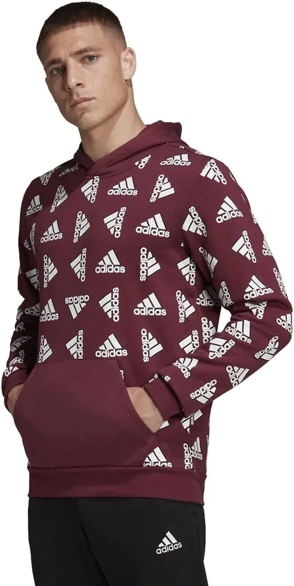 Толстовка Adidas Men's All Over Print Fleece, малиновый — фото 3