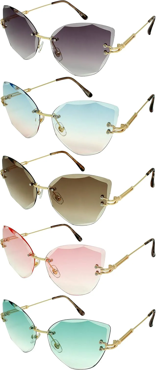 

Женские солнцезащитные очки Edge I-Wear Fashion Rimless Cat Eye с тонированными цветными линзами, артикул 5531-AP-1(G.ap) EDGEIWEAR, Gold Frame/Grey Gradient Lens