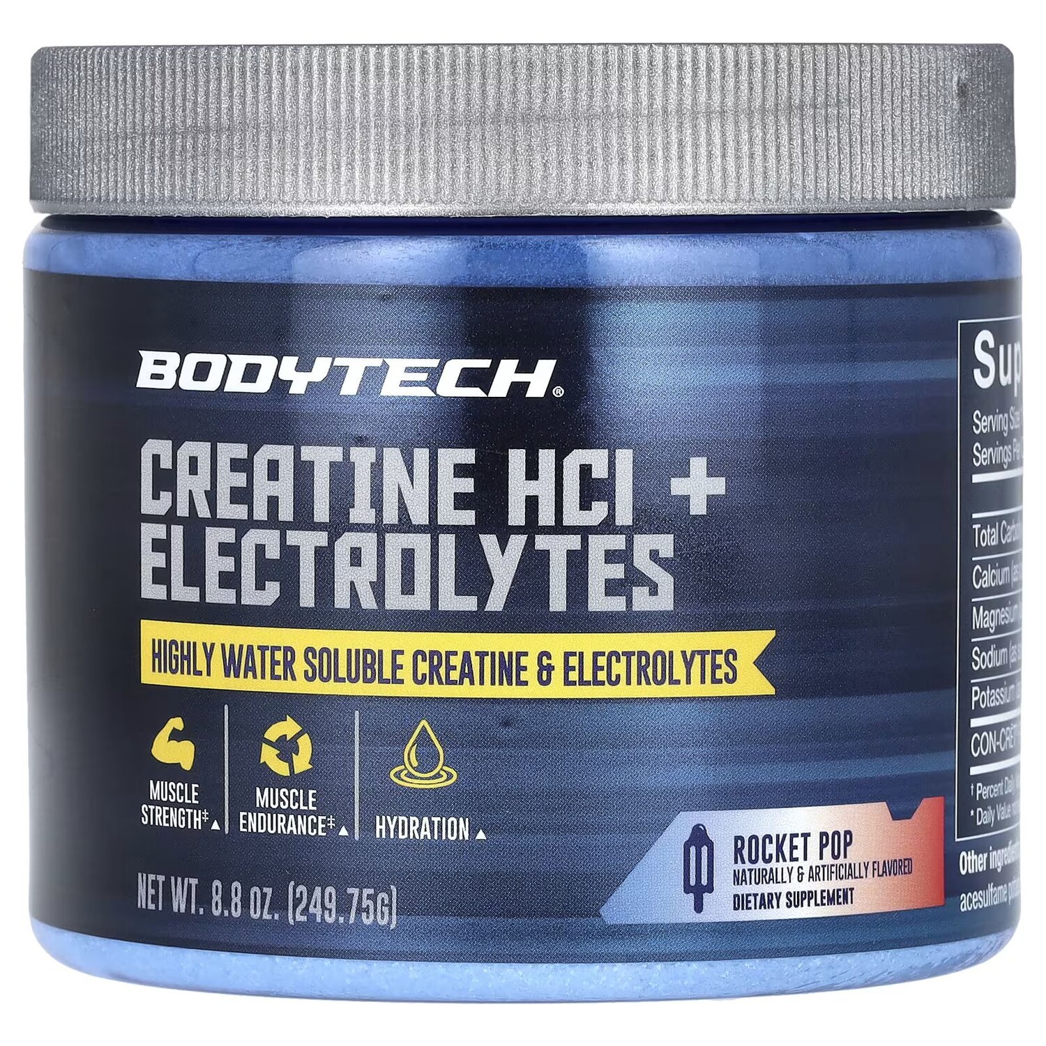 

Креатин HCl + электролиты, Rocket Pop, 8,8 унции (249,75 г) Bodytech