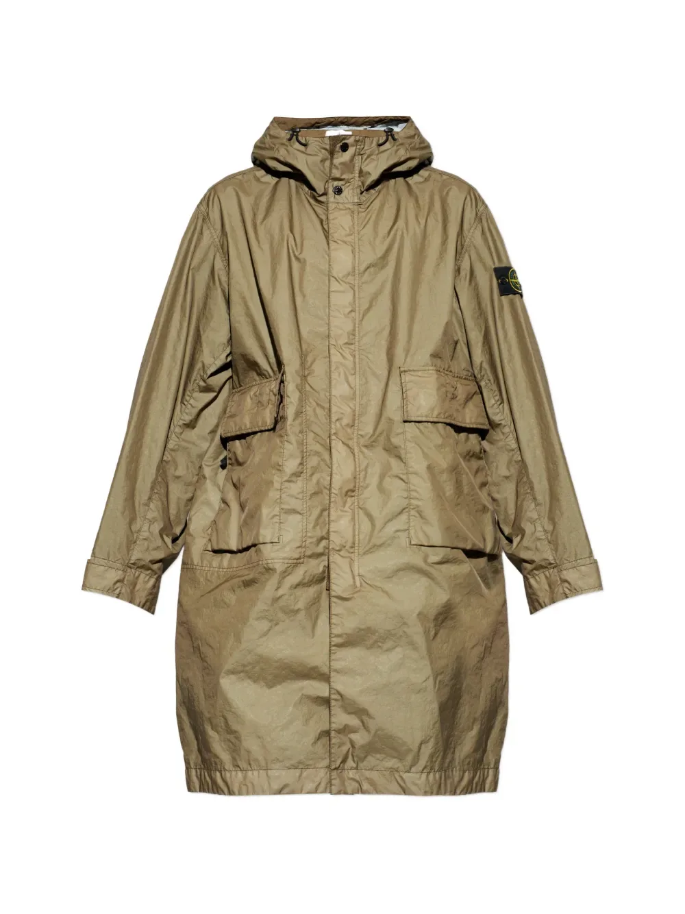 Плащ с капюшоном из ткани MEMBRANA 3L TC Stone Island, зеленый