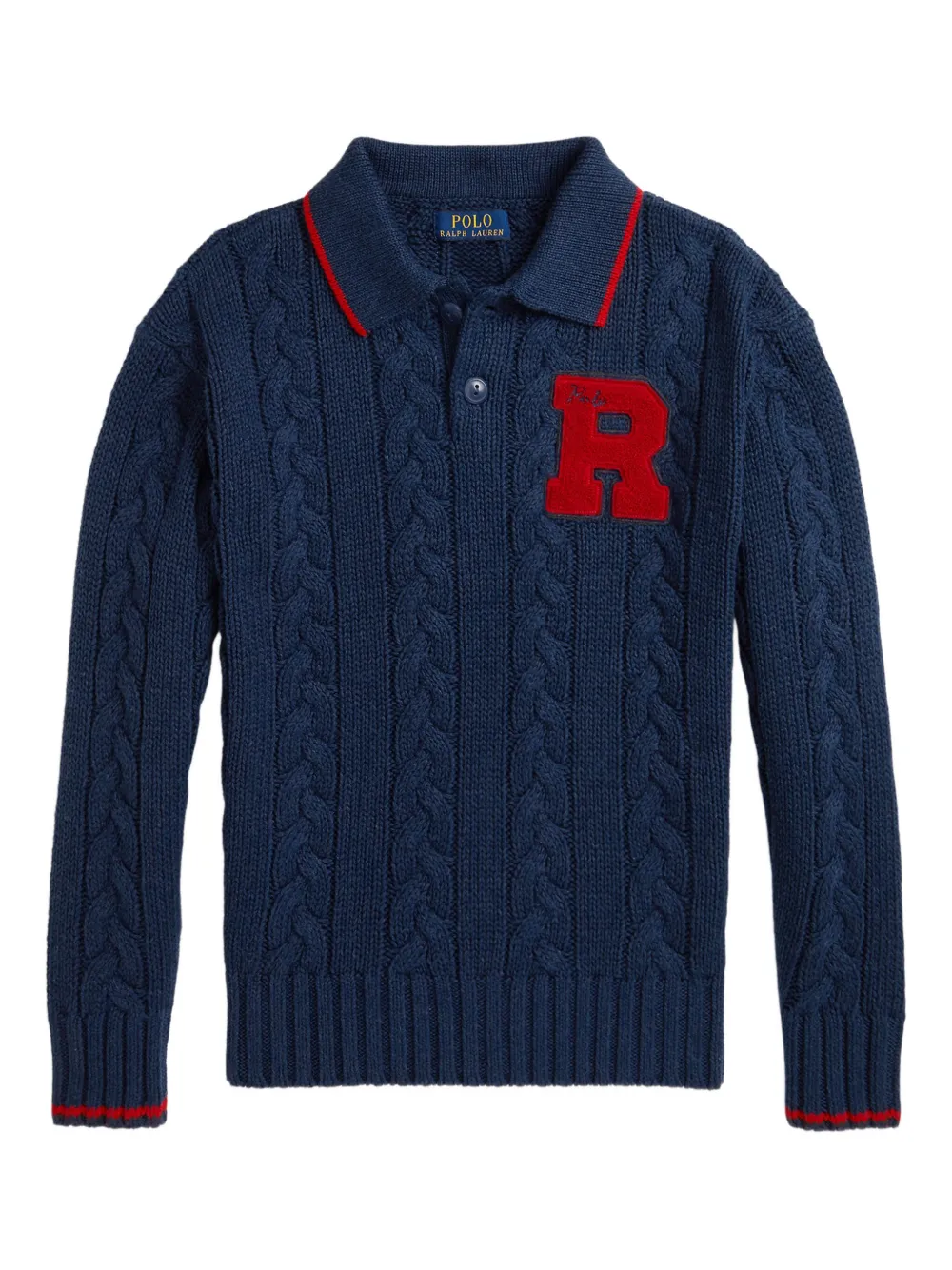 

Свитер фактурной вязки с воротником поло POLO RALPH LAUREN KIDS, синий