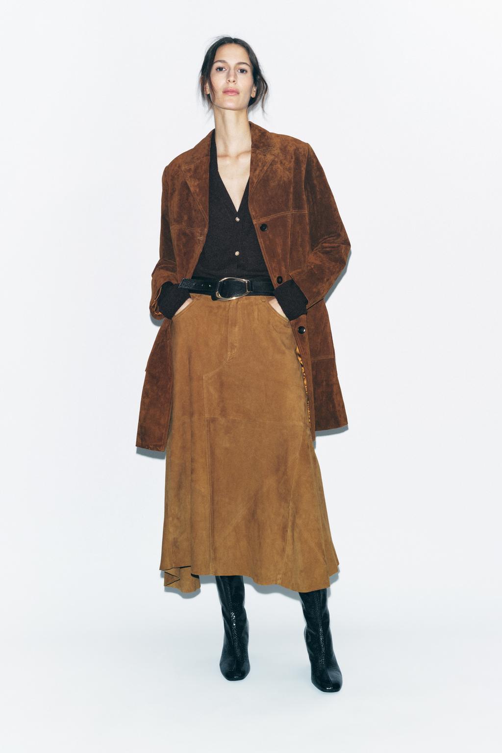 

Юбка из 100% замши ZARA, цвет Tobacco