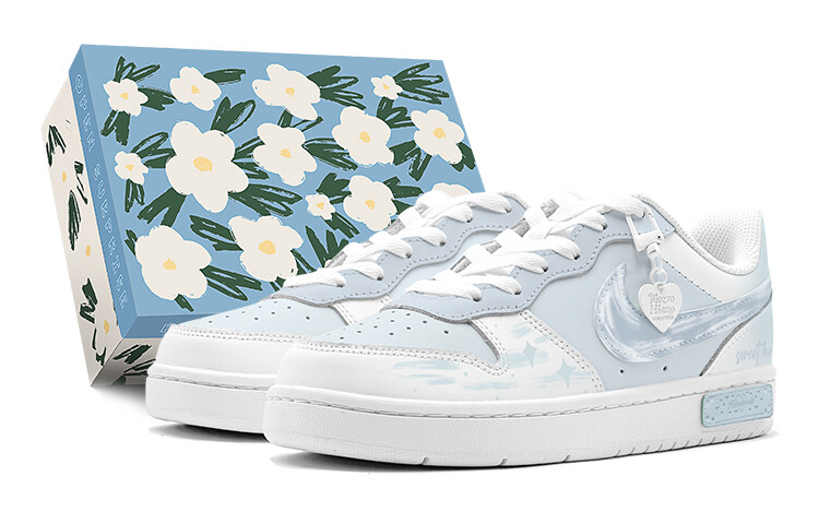 

Кроссовки Nike Court Borough Skateboarding Shoes Women's Low-top White/Royal Blue, голубой, Синий, Кроссовки Nike Court Borough Skateboarding Shoes Women's Low-top White/Royal Blue, голубой