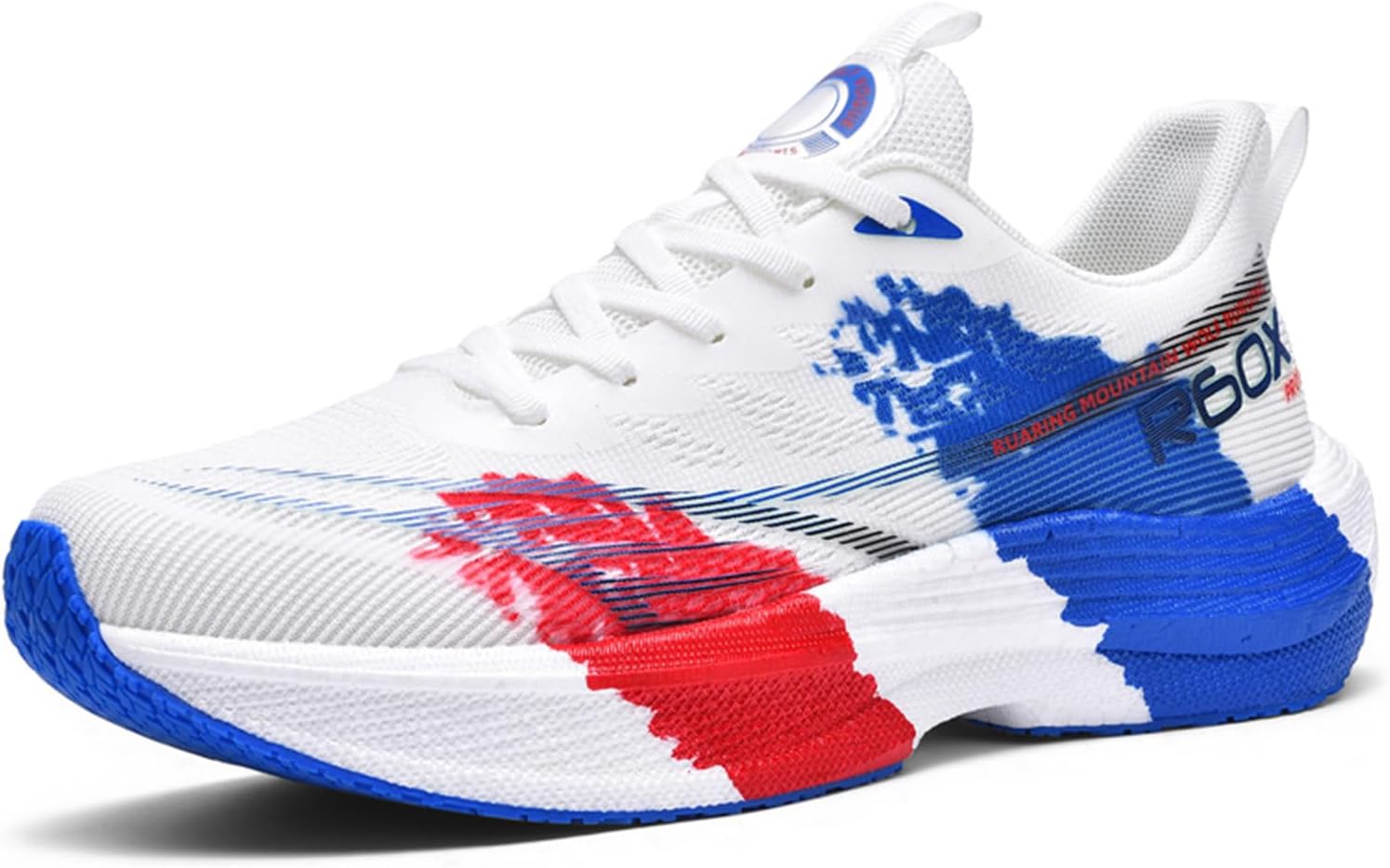 

Мужские дышащие кроссовки с сеткой и шнуровкой, удобные для бега, спортивные повседневные теннисные кроссовки большого размера Generic, белый/красный/синий