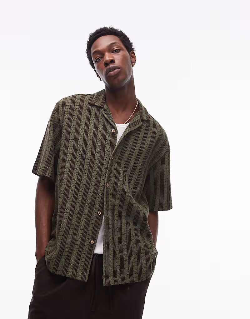 

Футболка Topman с короткими рукавами, вязаная крючком, зеленого цвета