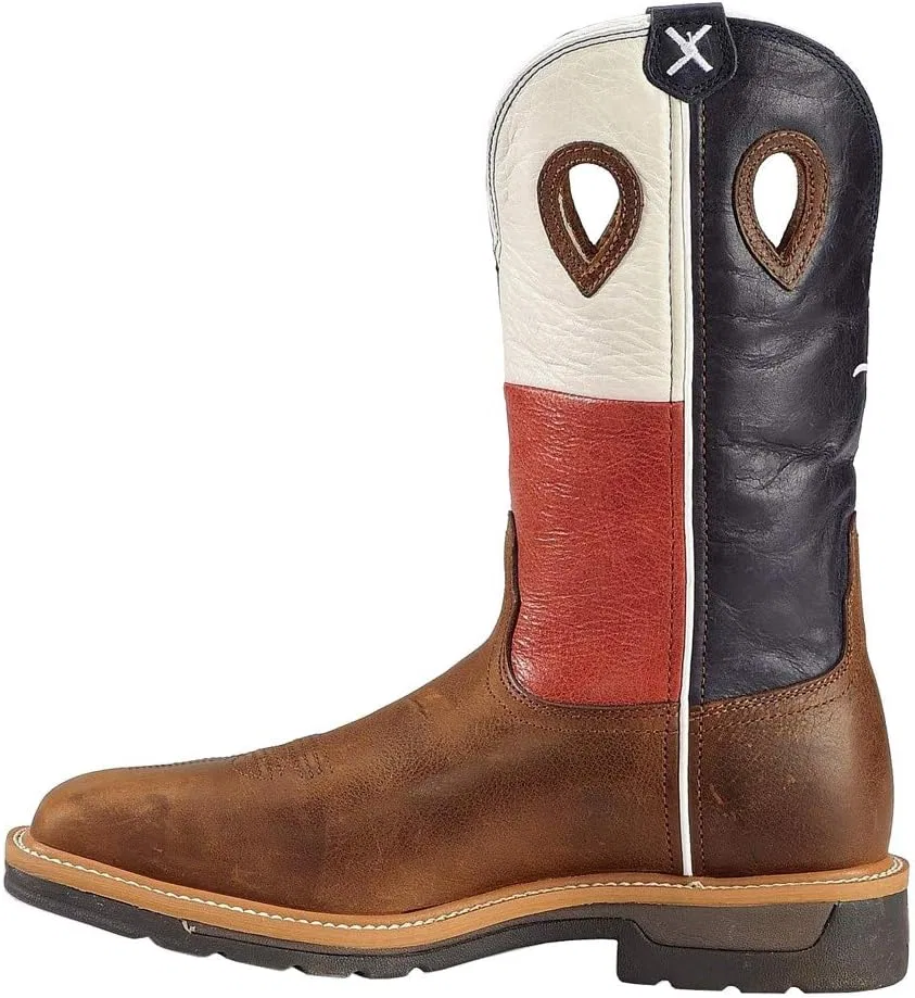 Рабочие ботинки Twisted X Men's 12-Inch Lite Western Work Boot - Повседневные рабочие ботинки из натуральной кожи с формованной стелькой Twisted X для дополнительного комфорта - Влагоотводящая жесткая конструкция, Texas Flag — фото 3