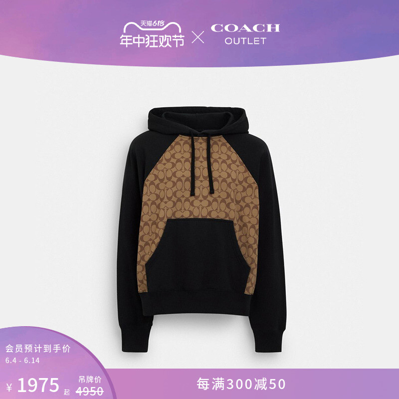 

Толстовка классическая мужская Coach Outlet с капюшоном и логотипом, хаки