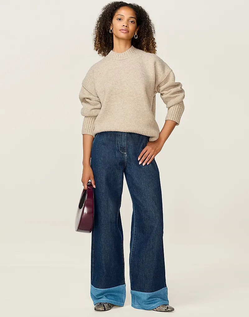 

Джемпер свободного кроя с круглым вырезом Omnes Knitwear Clementine бежевого цвета