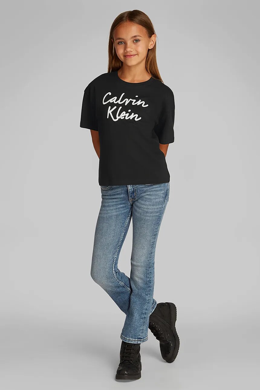 

Хлопковая футболка для детей Calvin Klein Jeans, черный