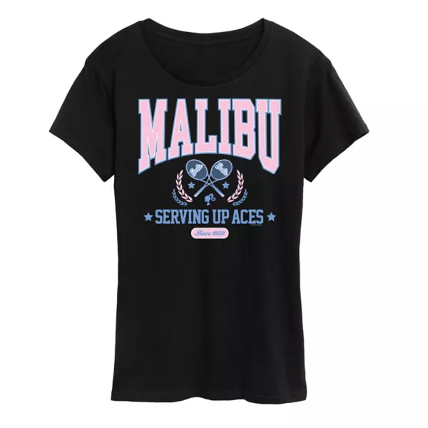 

Женская футболка с графическим принтом Malibu Varsity Barbie, черный