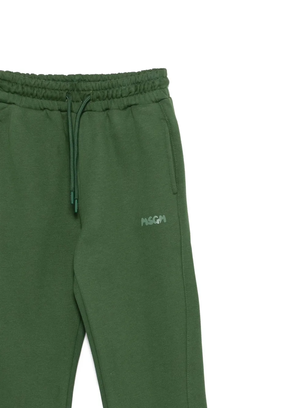 Спортивные брюки с боковыми карманами на манжетах и завязками MSGM Kids, зеленый — фото 3