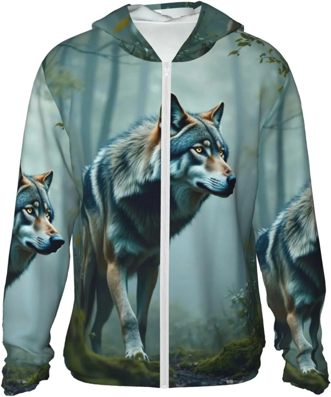 Ветровка с защитой от солнца Wolf Animal Canine, легкая спортивная с длинным рукавом