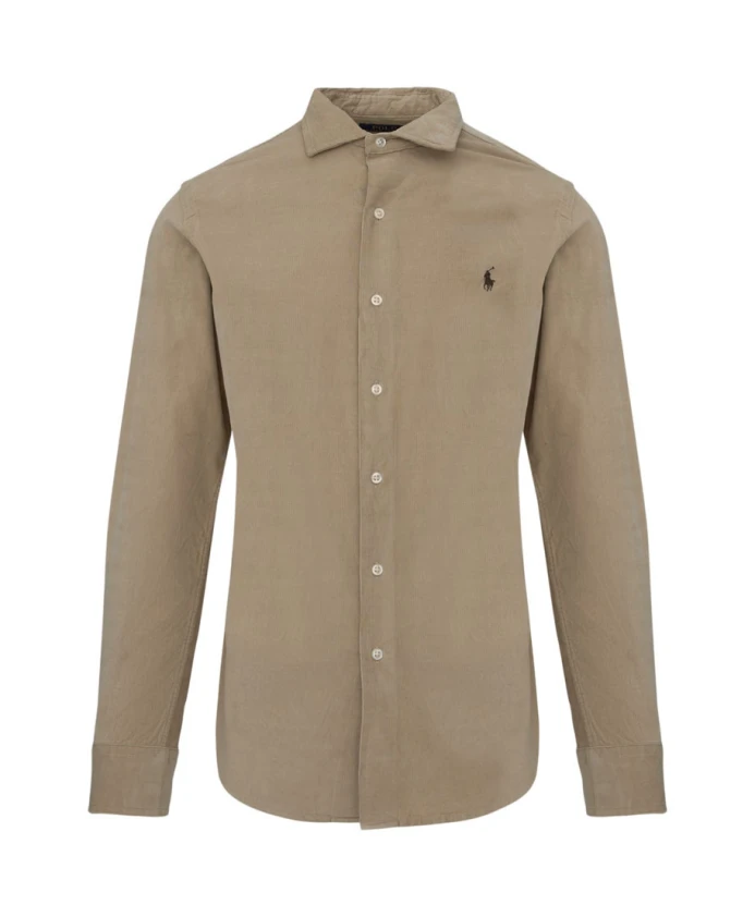 

Приталенная вельветовая рубашка Polo Ralph Lauren, бежевый